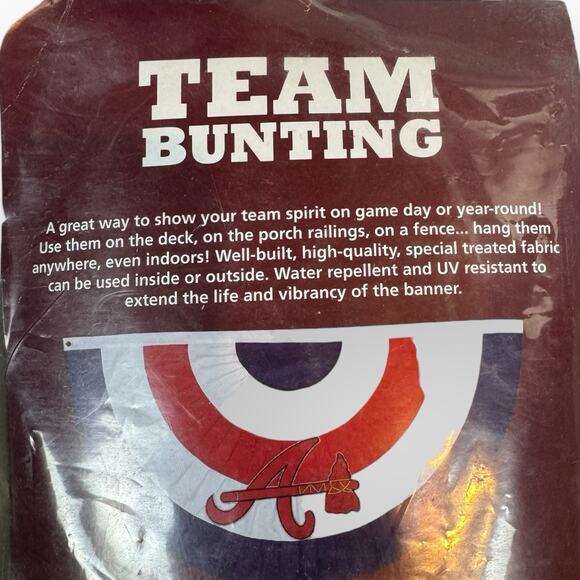 Atlanta Braves MLB Team Bunting Flag Banner 51” X 27” Deadstock Rare Large - Picture 8 of 8